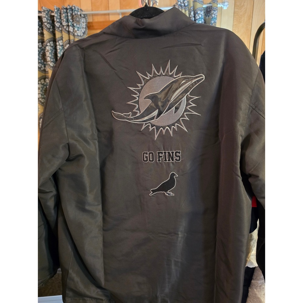 NFL x Staple Miami Dolphins Coaches Jacket Black Mens Large Go Fins Pigeon New - Picture 5 of 5